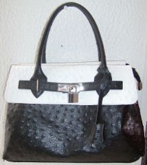 Sac à main en cuir noir et blanc
